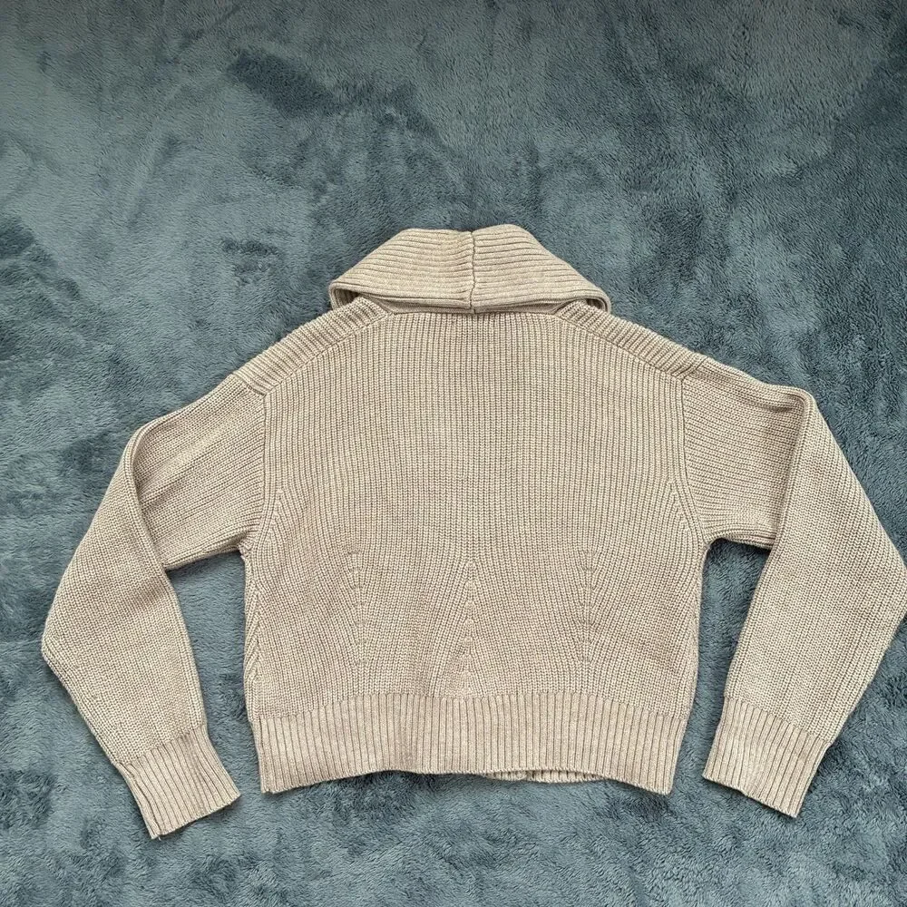 Mod Ref Quality Chunky Cropped Shrug Sweater Open Cardigan Neutral Basic Sz S